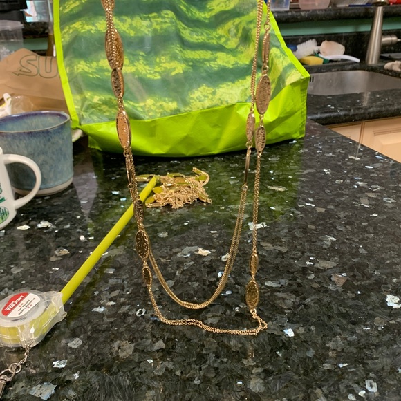 New Gold Tone Multi Chain Necklace 21" - Picture 3 of 4